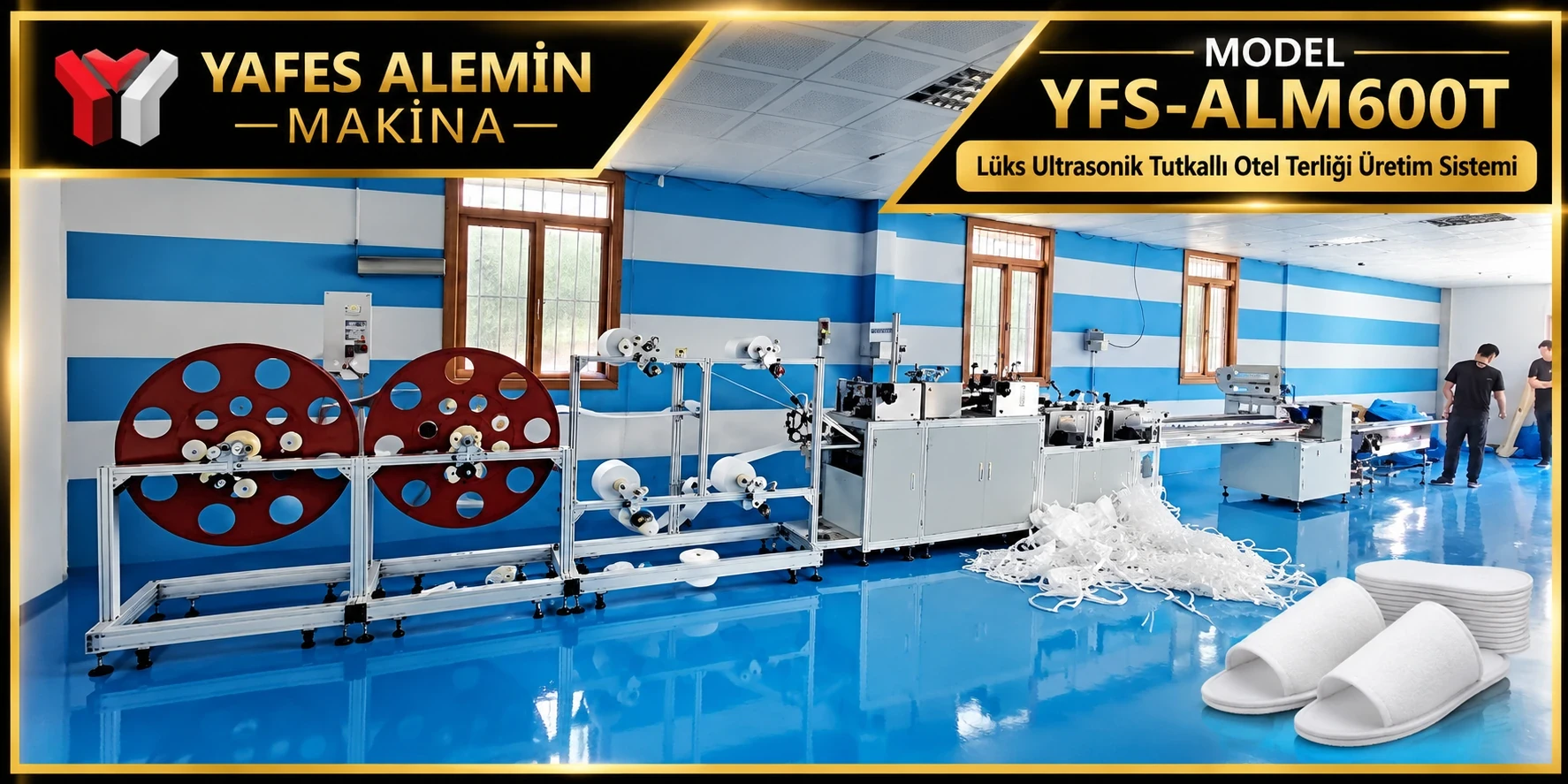 YFS-ALM600T — Lüks Ultrasonik Tutkallı Otel Terliği Üretim Sistemi — Ek görsel